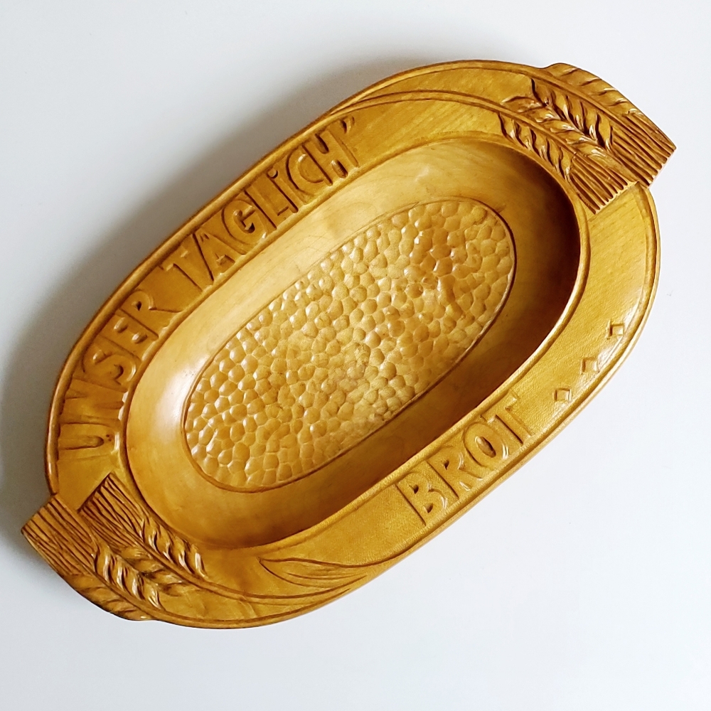Vintage German Carved Wood Dough Bowl